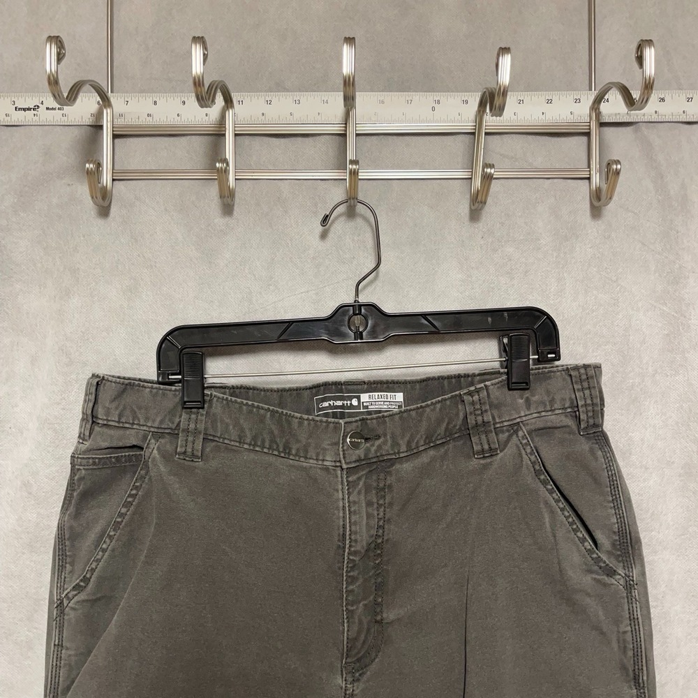 Carhartt Pants Men 36x28 Gray Rugged Flex Relaxed Fit Canvas Work Utility BN2291